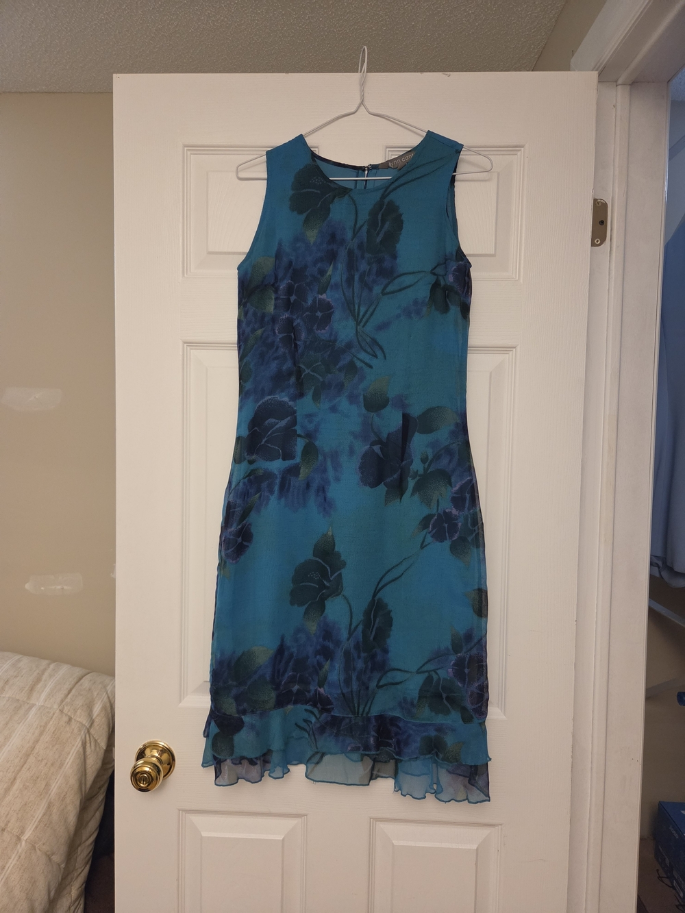 Sleeveless Teal Floral Midi Dress
